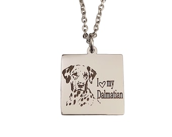 Dalmation Laser Engraved Charm Necklace