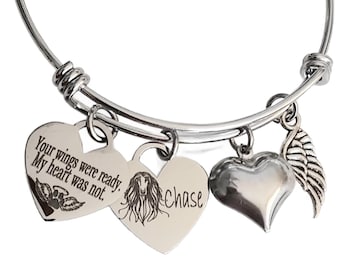 Personalized Afghan Hound Memorial Bangle Bracelet, Engraved Dog Remembrance Jewelry