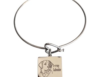 I Love My Labrador Engraved Heart Bangle Bracelet