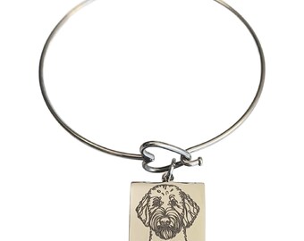 I Love My Doodle Engraved Heart Bangle Bracelet, Goldendoodle, Labradoodle, Bernedoodle