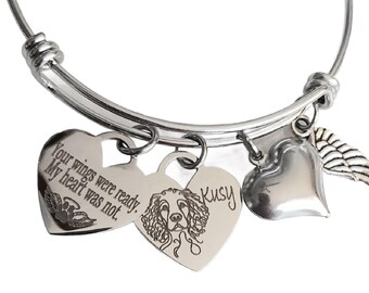 Personalized American Water Spaniel Memorial Bangle Bracelet, Engraved Dog Remembrance Jewelry