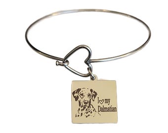 I Love my Dalmatian Engraved Bangle Bracelet