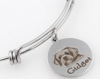 Maltese Engraved Expandable Personalized Bangle Bracelet