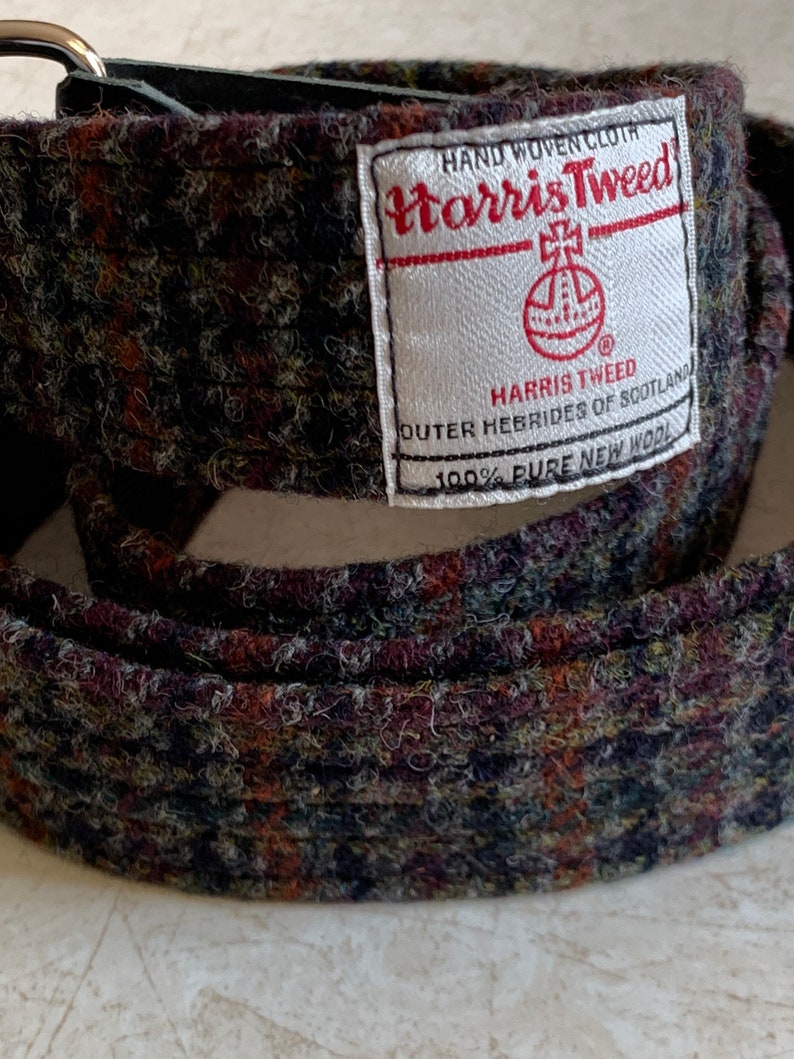 LIMITED EDITION 1.6'' and 2'' wide Harris Tweed guitar straps. Multicoloured houndstooth. image 2