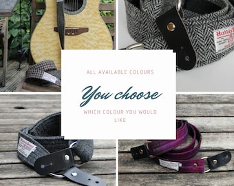 1.6'' and 2'' wide Harris Tweed guitar straps in all colours