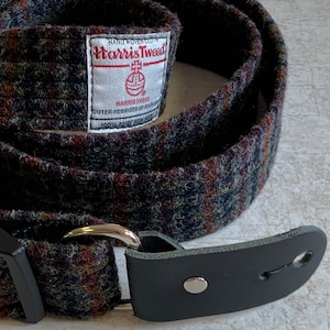 LIMITED EDITION 1.6'' and 2'' wide Harris Tweed guitar straps. Multicoloured houndstooth. image 3