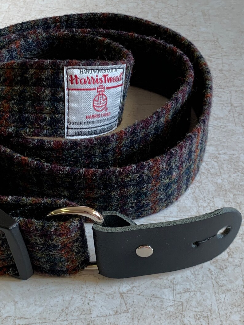 LIMITED EDITION 1.6'' and 2'' wide Harris Tweed guitar straps. Multicoloured houndstooth. image 3