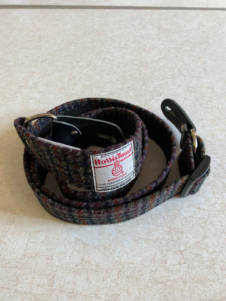 LIMITED EDITION 1.6'' and 2'' wide Harris Tweed guitar straps. Multicoloured houndstooth. image 4