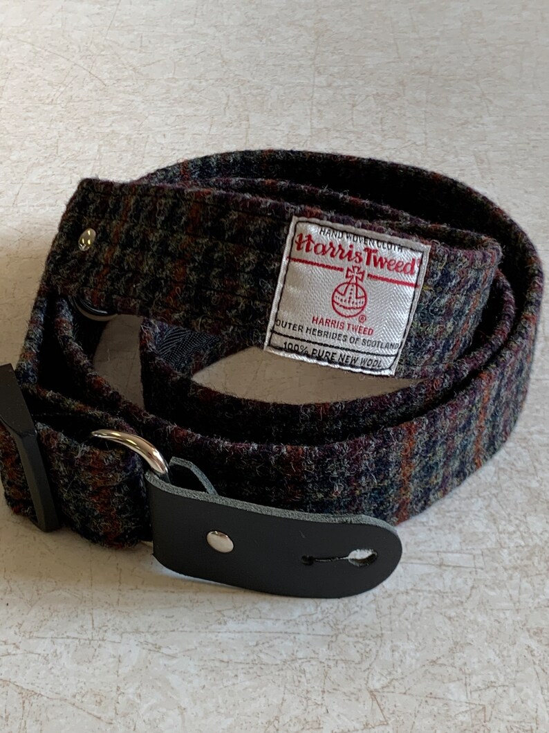 LIMITED EDITION 1.6'' and 2'' wide Harris Tweed guitar straps. Multicoloured houndstooth. image 7