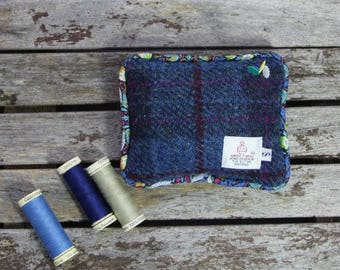 Pin cushion in Harris Tweed and Liberty of London fabric