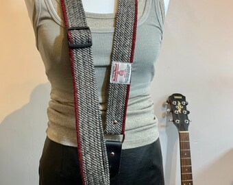 1.6'' wide Harris Tweed guitar straps diagonal stripe