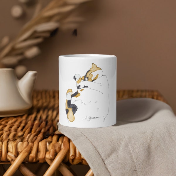 Napping Cat Mug - Morning Coffee Mug - Glass Material, 11 oz, 15 oz