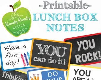 Lunch Box Notes | Instant Download | Printable Lunchbox Notes | Back To School Notes | Kids Lunch Box | Lunch Box Love Notes