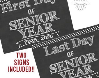 Letreros imprimibles para el primer día del último año / Letrero para el último día del último año / Regreso a clases 2025 / Descarga instantánea / Último año