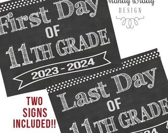 First Day of 11th Grade Printable Sign | Last Day of 11th Grade Sign | Back to School 2023| Instant Download | 11th Grade