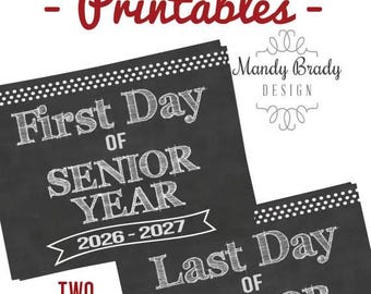 First Day of Senior Year Printable Signs | Last Day of Senior Year Sign | Back to School 2025 | Instant Download | Senior Year