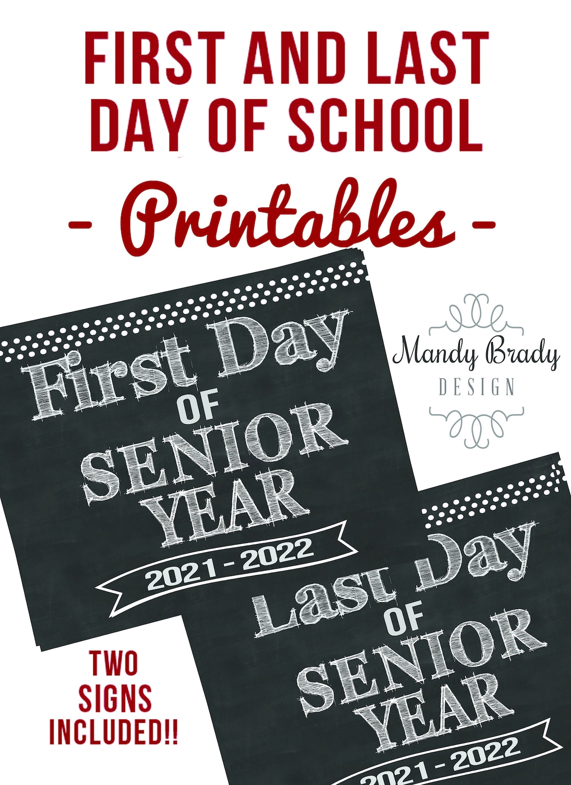 First Day of Senior Year Printable Signs Last Day of Senior | Etsy