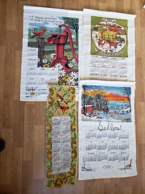 1980, 1978, 1989, 1991 Calendar Kitchen 4 Towels Pure Linen Wall Hanging  Kitchen Decor, Never Used - Etsy