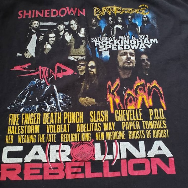 Concert tee shirt heavy metal band Shinedown Evantescence Slash Black 2XL Rockinham speedway