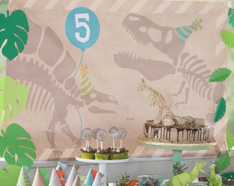 Dinosaur Birthday Party - Banner Only with age
