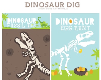Dinosaur Birthday Party Kit - Dig and Egg Hunt Signs Only