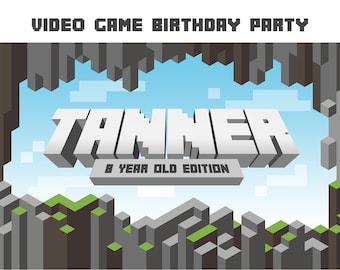 Customized Video Game Themed Birthday Party Printables - Banner, Cupcakes & Food Signs
