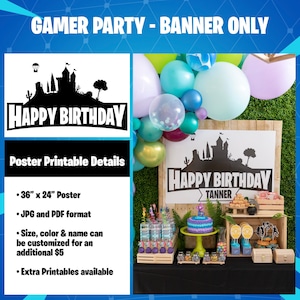 Gamer Birthday Party Printables - BANNER ONLY!