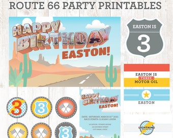 Radiator Springs Vintage Cars Birthday Party Printables - Big Letter Happy Birthday Version