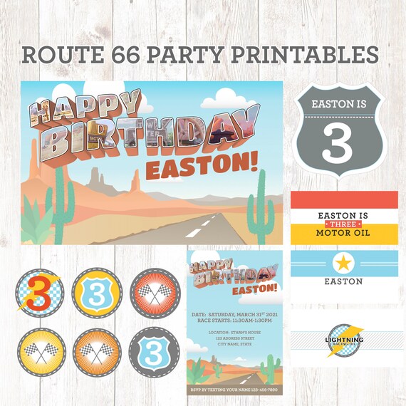 Radiator Springs Vintage Cars Birthday Party Printables - Big Letter Happy Birthday Version Il_570xn