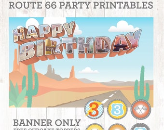 Radiator Springs Birthday Banner – Vintage Cars Party Decor (Digital Download)