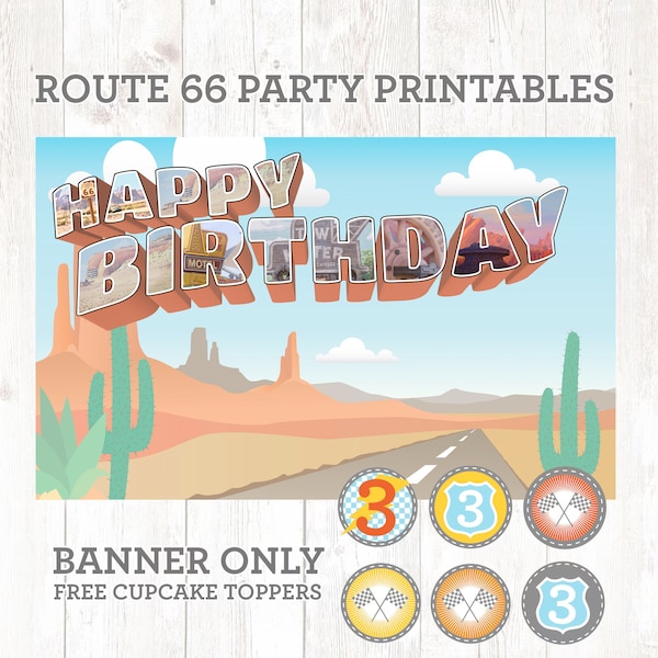 Radiator Springs Birthday Banner – Vintage Cars Party Decor (Digital Download)