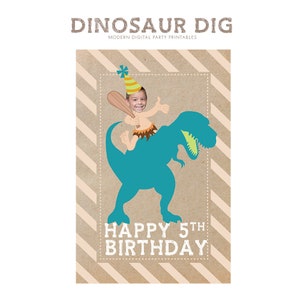 Modern Dinosaur Birthday Party Custom Poster with Photo