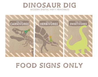 Modern Dinosaur Birthday Party Printable - Food Signs Only