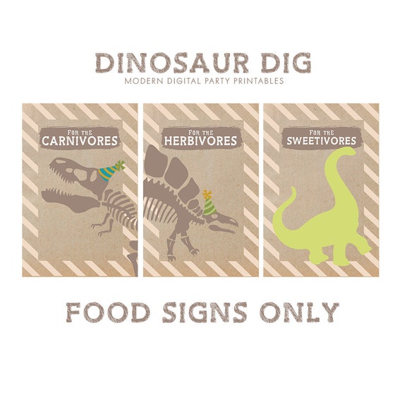 Modern Dinosaur Birthday Party Printable - Food Signs Only Il_570xn