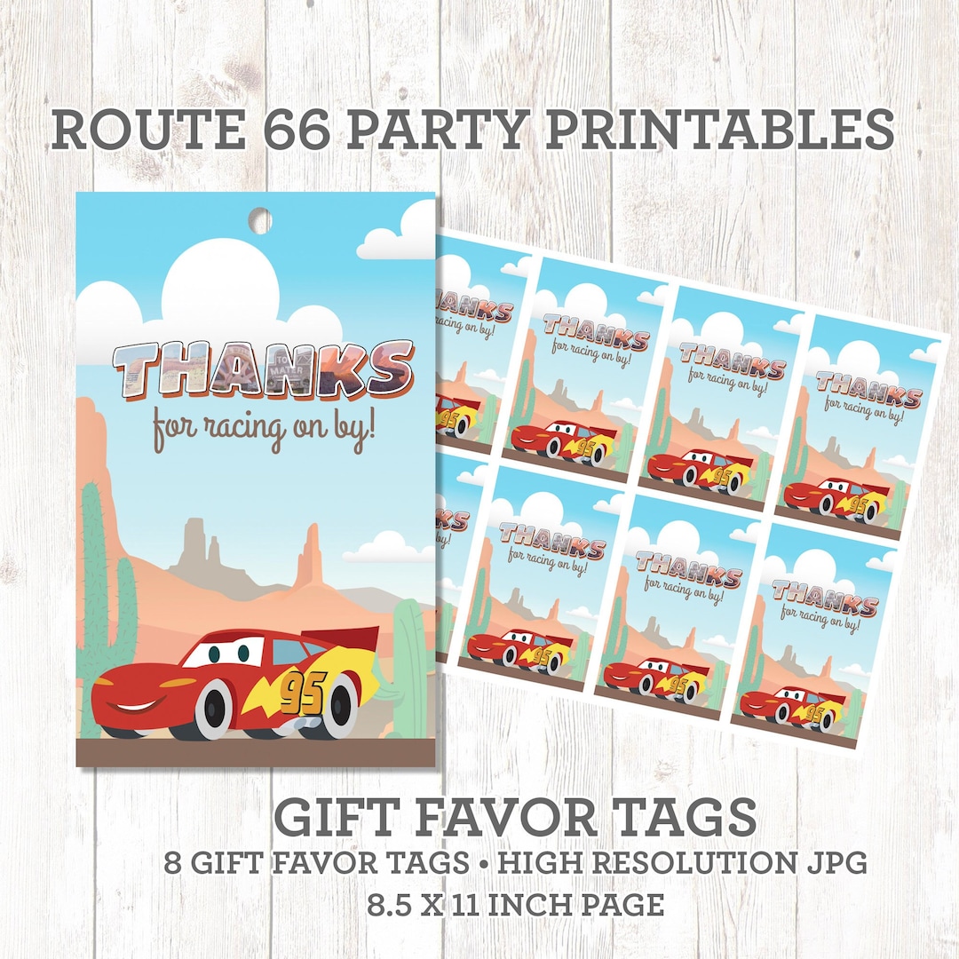 Radiator Springs Vintage Cars Birthday Party Printables - Thank You ...