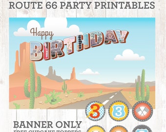 Radiator Springs Birthday Banner – Vintage Cars Party Decorations (PDF)