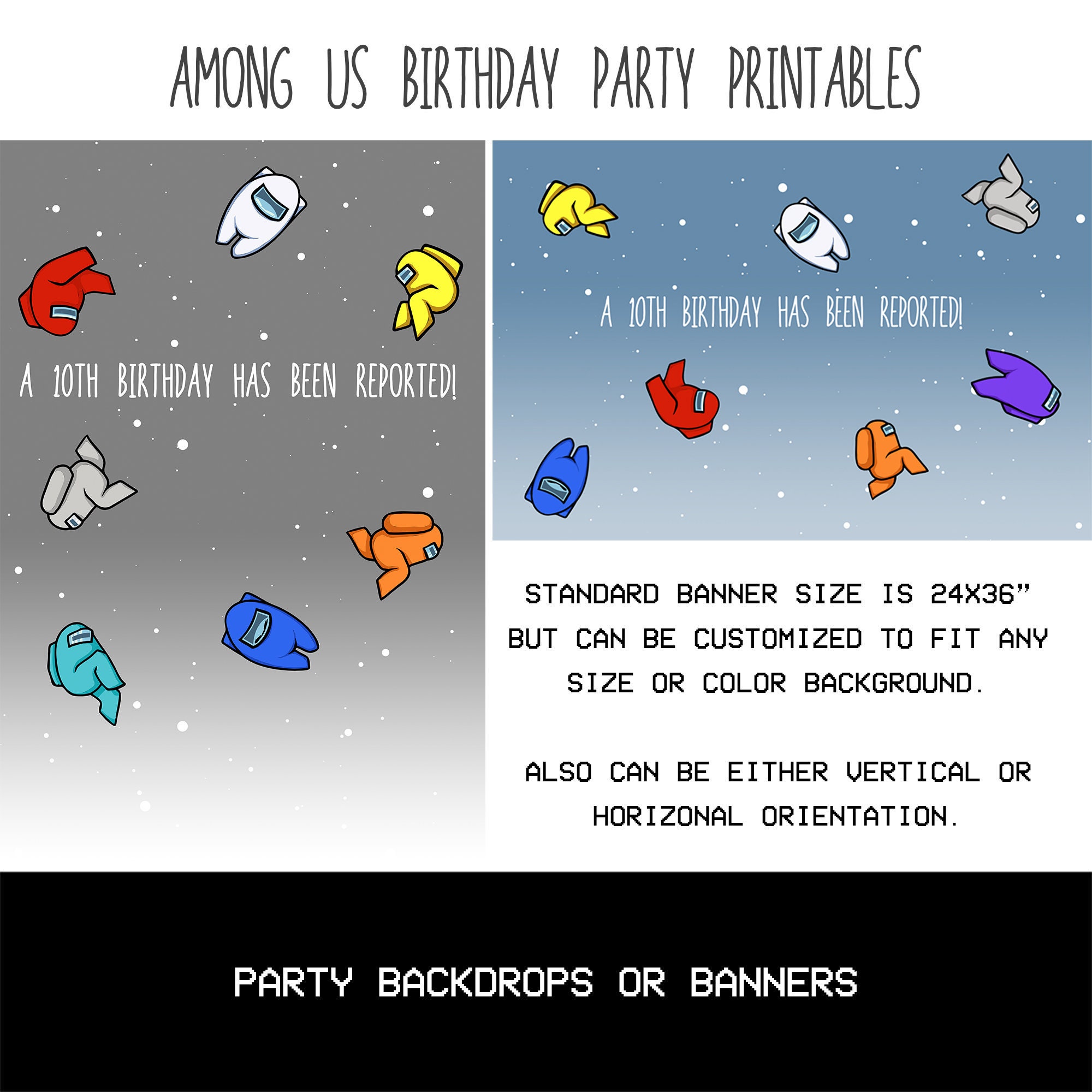 Among Us Birthday Party Printables Banners Only - Etsy