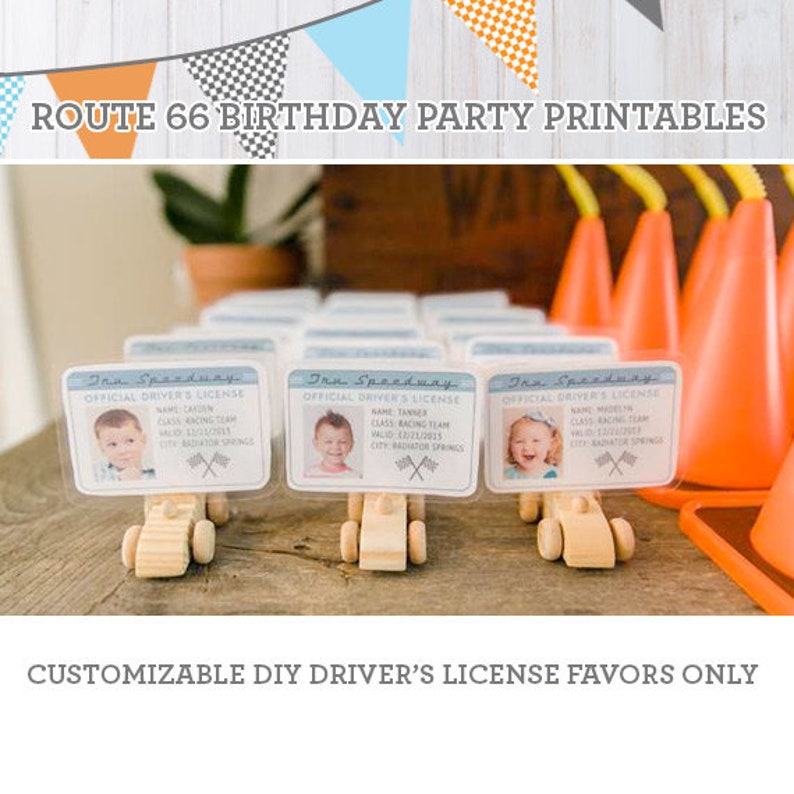DIY Radiator Springs Vintage Cars Birthday Party Photoshop or Canva Templates Driver's License Party Favors image 2
