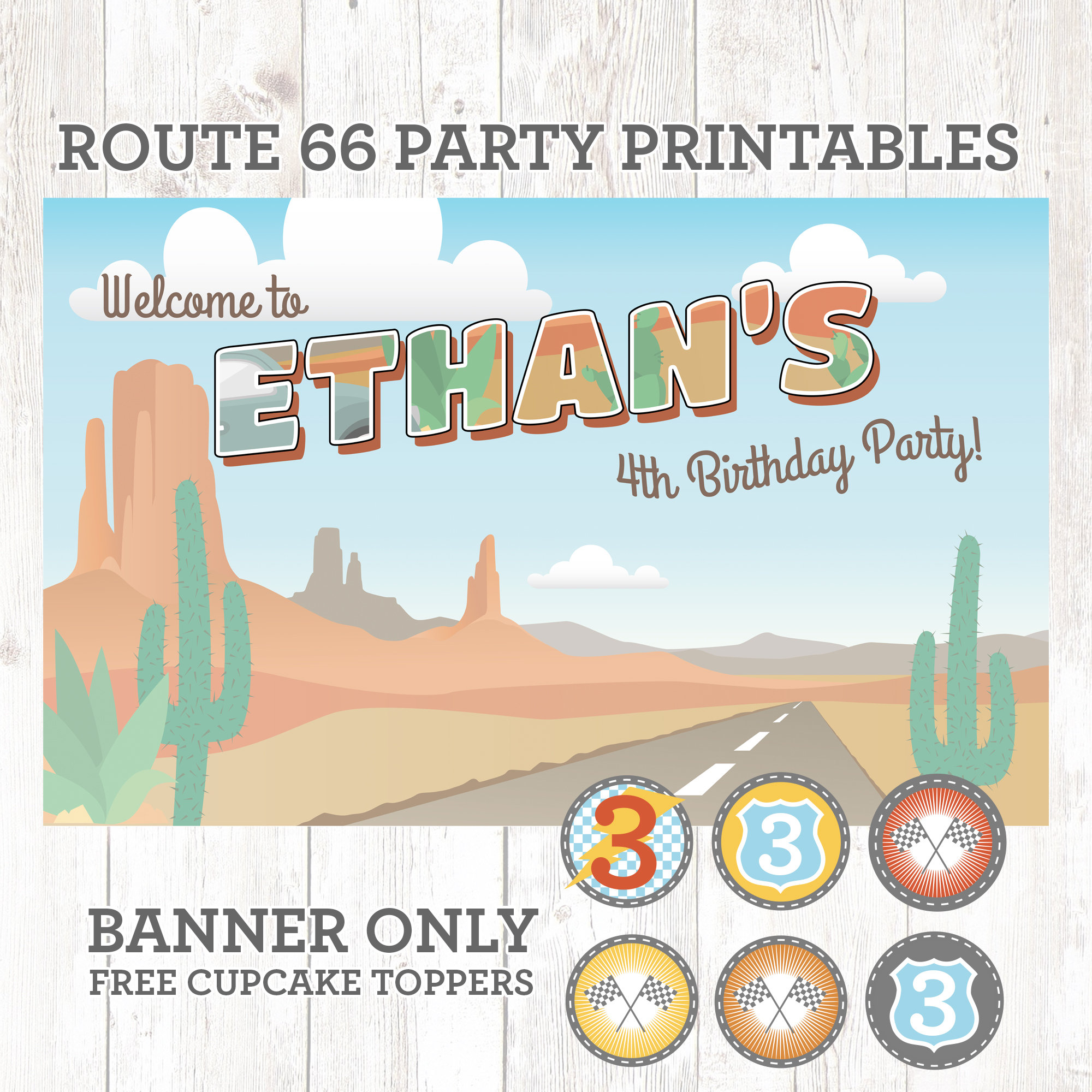 Personalized Radiator Springs Vintage Cars Birthday Party