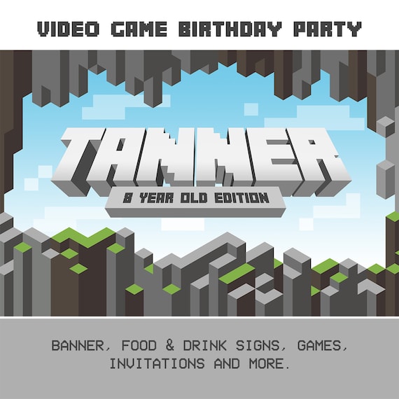 Customized Video Game Themed Birthday Party Printables - Banner, Cupcakes & Food Signs Il_570xn