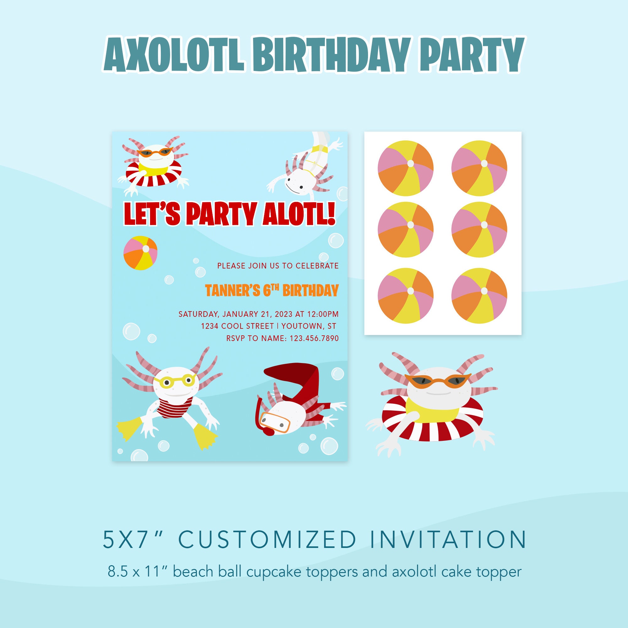 Sfondo Fotografico Per Compleanno Axolotl – 1,5 X 0,9 M – Viola Con Scritta 'Happy Birthday' – Tema Cartoon Per Bambini - 5