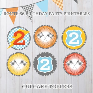 Personalisierbare Kühler Federn Vintage Autos Geburtstag Party Printables - DIY Cupcake Topper