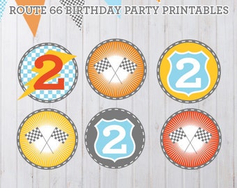 Personalizable Radiator Springs Vintage Cars Birthday Party Printables - DIY Cupcake Toppers