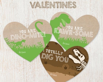 Dinosaur Valentine's Day Cards - Printable Files