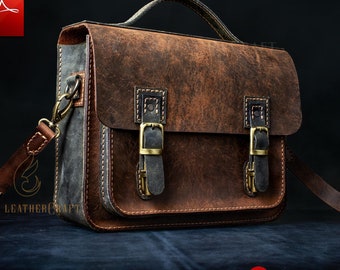Ledertasche Schnittmuster - Ledertasche Schnittmuster - Leder DIY - Schultertasche Schnittmuster - PDF Download
