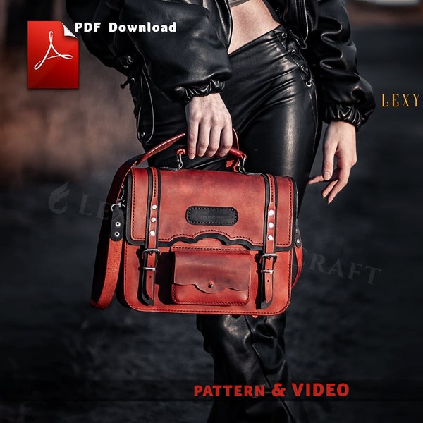 Crossbody Bag Pattern - Leather messenger bag PDF - Leather Template - Vintage bag Pattern - Pdf Download
