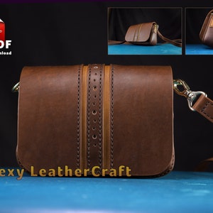 Leather Bag Pattern - Leather DIY - Crossbody Bag Pattern - Leather Bag Template - Pdf Download
