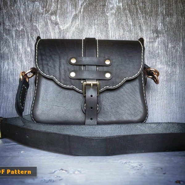 Patrón bolso de cuero - Bolso de cuero Pdf - DIY cuero - Patrón bolso bandolera - Descargar patrón PDF