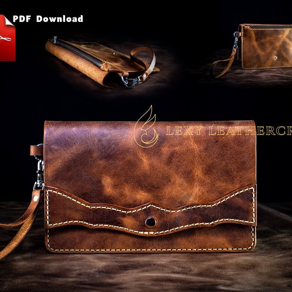 Leather clutch pattern - clutch purse pdf - Leather DIY - Pdf Download