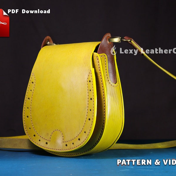 Leather Bag Pattern - Leather DIY - Yellow Summer Bag Pattern - Crossbody Bag Pattern - Pdf Download